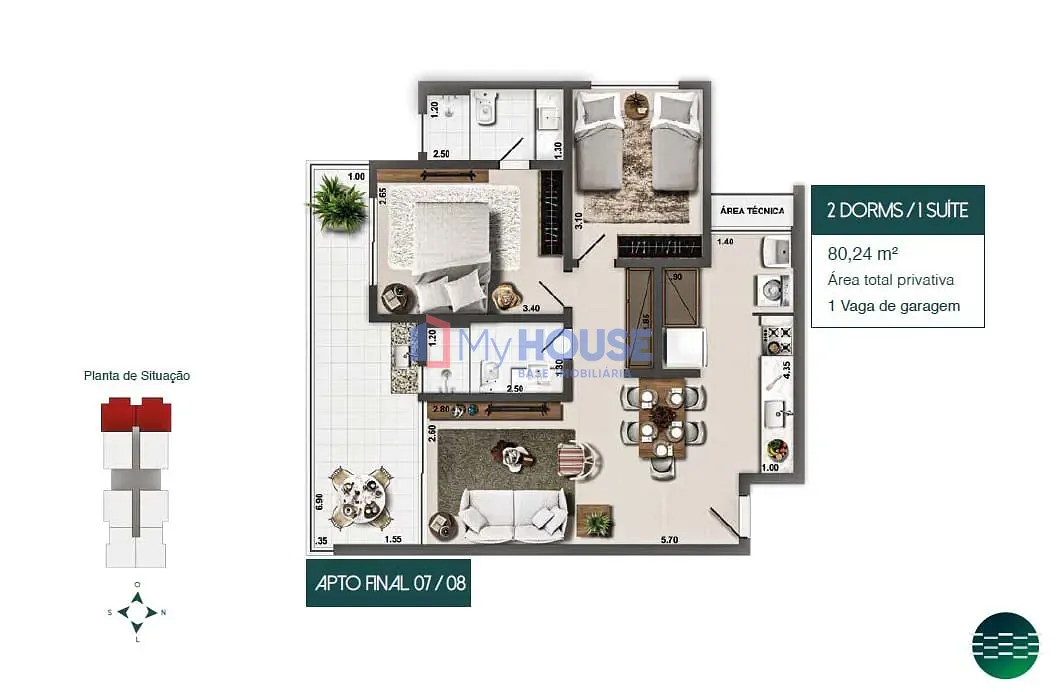 Apartamento, 2 quartos, 80 m² - Foto 3