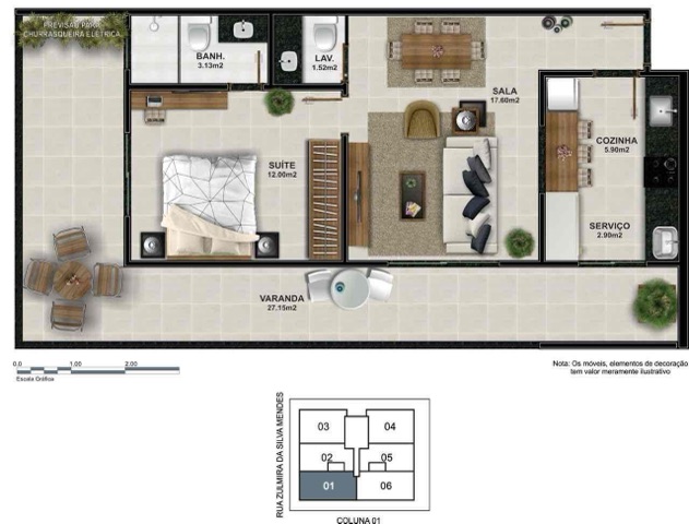 Apartamento 1 quarto e 2 banheiros, à venda, no bairro Braga em Cabo Frio