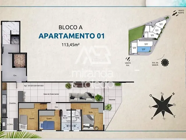 Apartamento com 113m² 3 quartos e 2 banheiros, à venda, no bairro Iriri em Anchieta