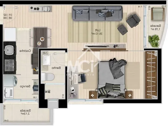 Apartamento 1 quarto e 1 banheiro, à venda, no bairro Centro em Pelotas