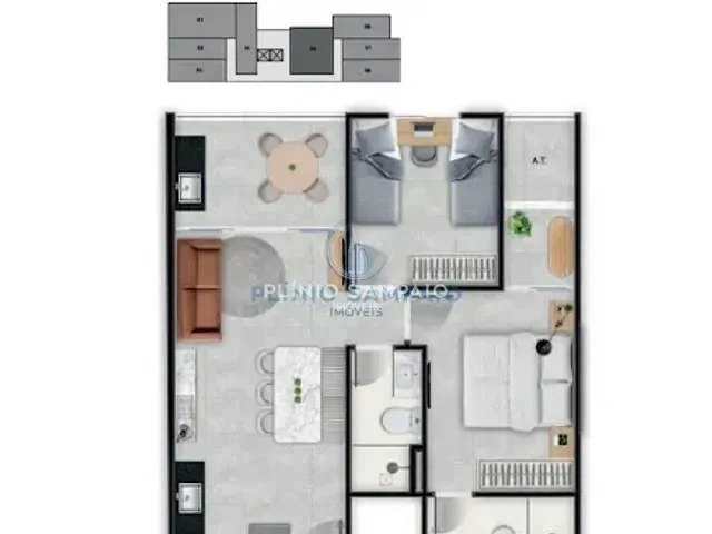 Apartamento com 49m² 2 quartos e 2 banheiros, à venda, no bairro Praia de Itaparica em Vila Velha