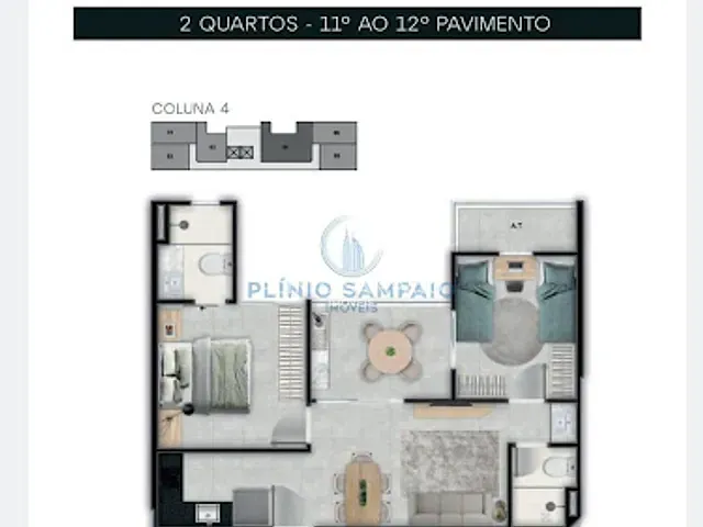 Apartamento com 49m² 2 quartos e 2 banheiros, à venda, no bairro Praia de Itaparica em Vila Velha