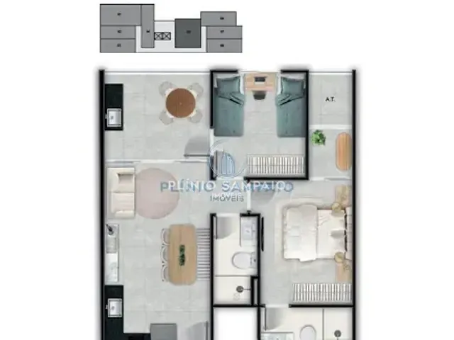 Apartamento com 49m² 2 quartos e 2 banheiros, à venda, no bairro Praia de Itaparica em Vila Velha