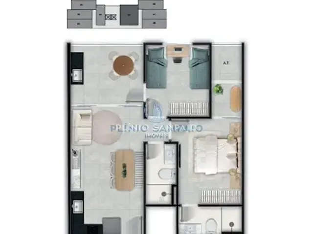 Apartamento com 49m² 2 quartos e 2 banheiros, à venda, no bairro Praia de Itaparica em Vila Velha