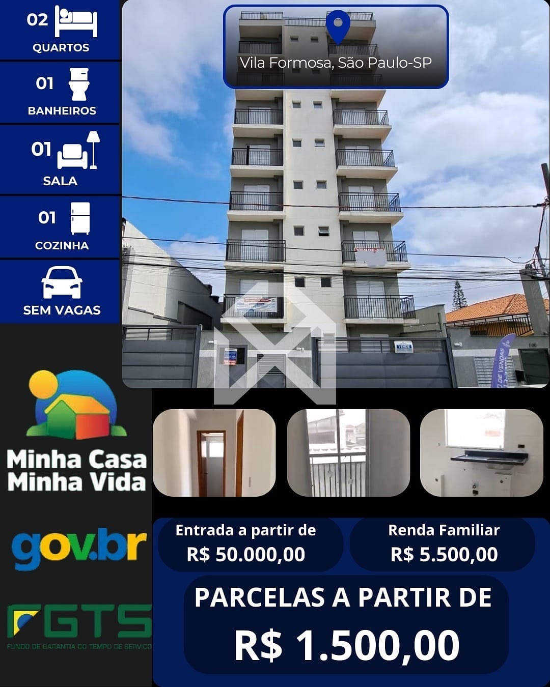 Apartamento à venda com 2 quartos, 42m² - Foto 1