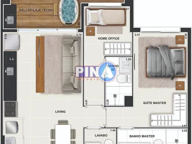 Apartamento com 67m² 2 quartos e 3 banheiros, à venda, no bairro Setor Bueno em Goiânia