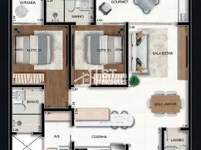 Apartamento 2 quartos e 3 banheiros, à venda, no bairro Centro em Andradas