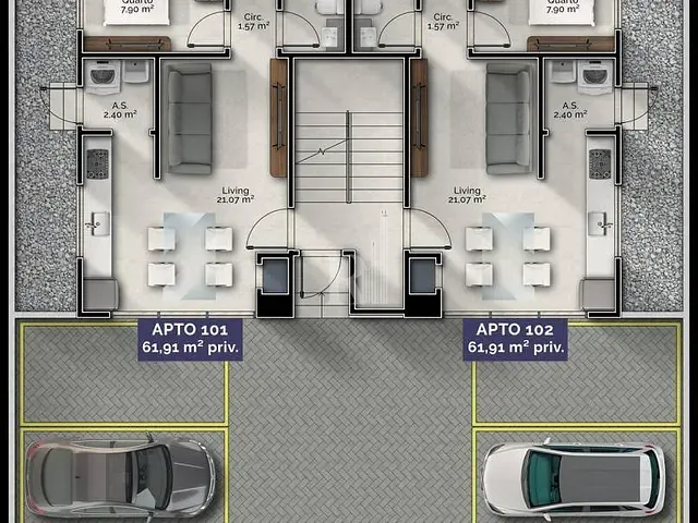 Apartamento 2 quartos e 1 banheiro, à venda, no bairro Universitário em Tijucas
