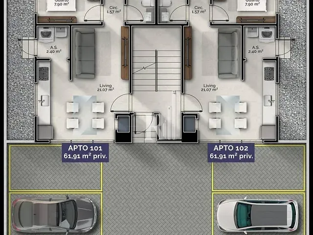 Apartamento 2 quartos e 1 banheiro, à venda, no bairro Universitário em Tijucas