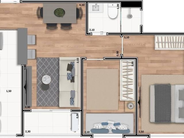 Apartamento com 47m² 2 quartos e 1 banheiro, para alugar, no bairro Jardim Santo Amaro em Cambé
