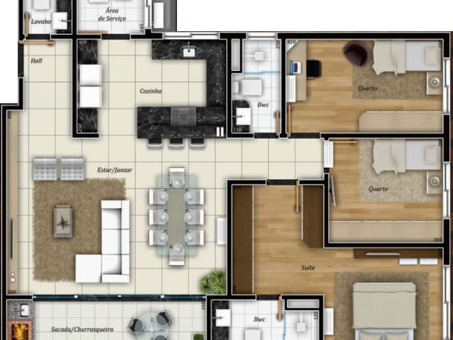 Apartamento com 165m² 3 quartos e 3 banheiros, à venda, no bairro Orfãs em Ponta Grossa