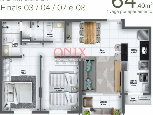 Apartamento com 66m² 2 quartos e 1 banheiro, à venda, no bairro Centro em Bertioga