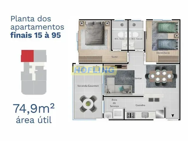 Apartamento 2 quartos e 1 banheiro, à venda, no bairro Itanhaem em Itanhaém