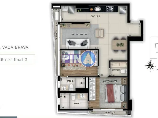 Apartamento com 70m² 2 quartos e 3 banheiros, à venda, no bairro Setor Bueno em Goiânia