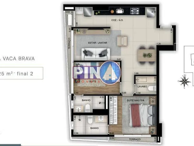 Apartamento com 70m² 2 quartos e 3 banheiros, à venda, no bairro Setor Bueno em Goiânia