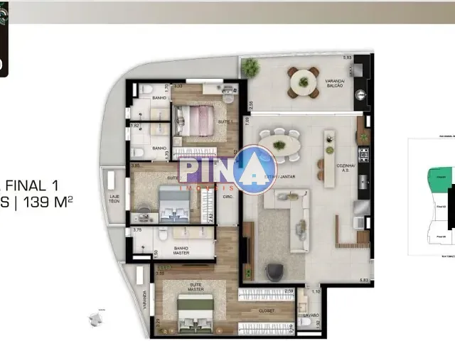 Apartamento com 140m² 3 quartos e 4 banheiros, à venda, no bairro Setor Bueno em Goiânia
