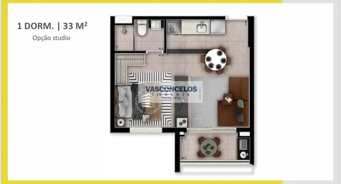 Apartamento, 1 quarto, 33 m² - Foto 2