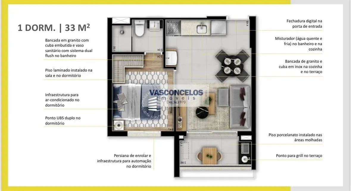 Apartamento, 1 quarto, 33 m² - Foto 3
