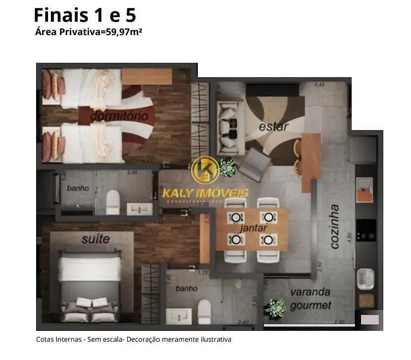 Apartamento, 2 quartos, 59 m² - Foto 2