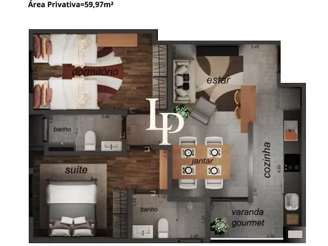 Apartamento com 48m² 1 quarto e 1 banheiro, à venda, no bairro Santa Paula em São Caetano do Sul