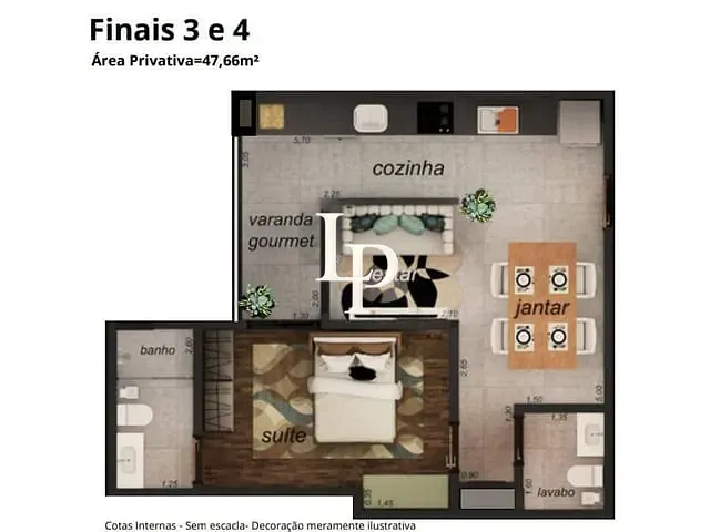 Apartamento com 48m² 1 quarto e 1 banheiro, à venda, no bairro Santa Paula em São Caetano do Sul