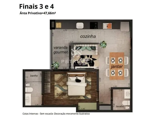 Apartamento com 48m² 1 quarto e 1 banheiro, à venda, no bairro Santa Paula em São Caetano do Sul