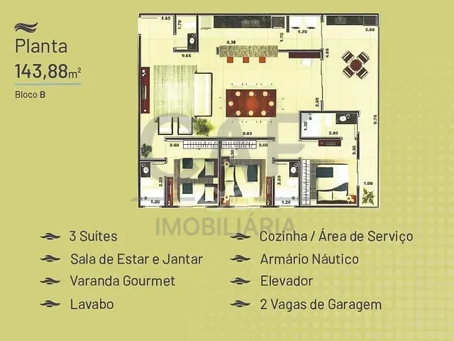 Apartamento com 144m² 3 quartos e 4 banheiros, à venda, no bairro Estufa I em Ubatuba