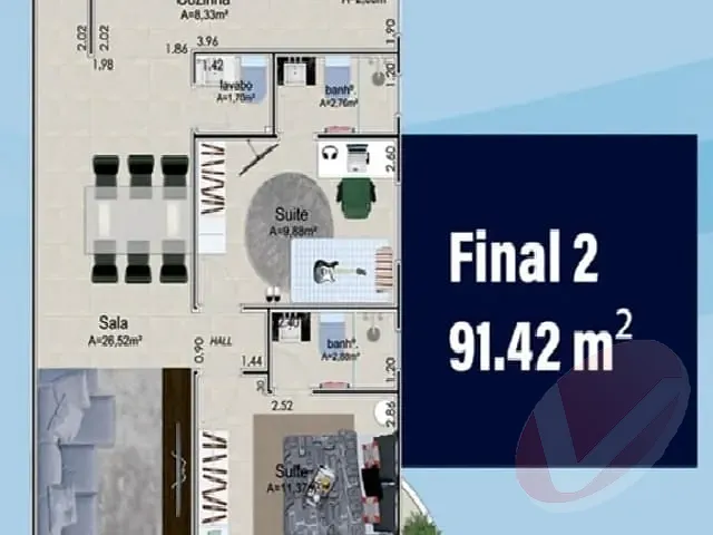 Apartamento 2 quartos e 1 banheiro, à venda, no bairro Caiçara em Praia Grande