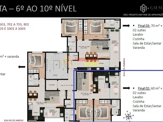 Apartamento com 60m² 2 quartos e 3 banheiros, à venda, no bairro Lourdes em Belo Horizonte