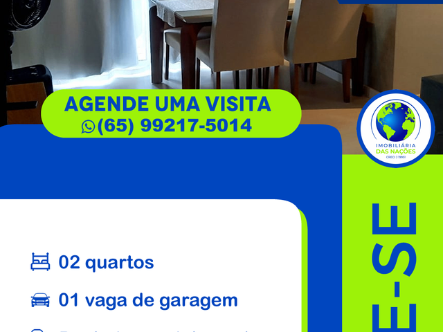 Apartamento com 52m² 2 quartos e 1 banheiro, à venda, no bairro Parque Residencial das Nações Indígenas em Cuiabá