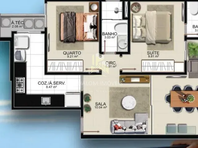 Apartamento 2 quartos e 2 banheiros, à venda, no bairro Praia do Morro em Guarapari