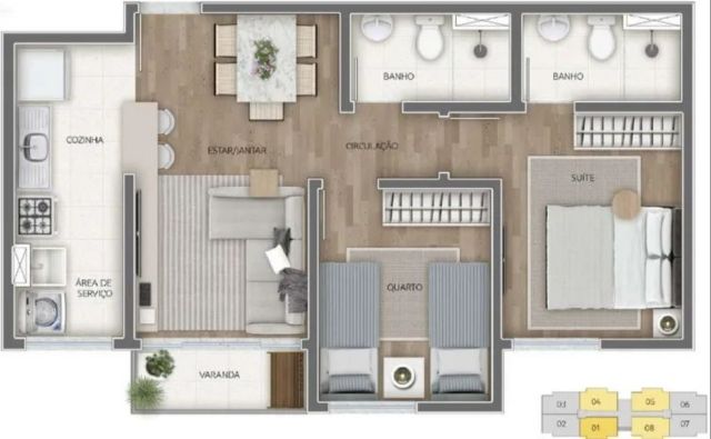 Apartamento com 50m² 2 quartos e 2 banheiros, à venda, no bairro Recreio dos Bandeirantes em Rio de Janeiro