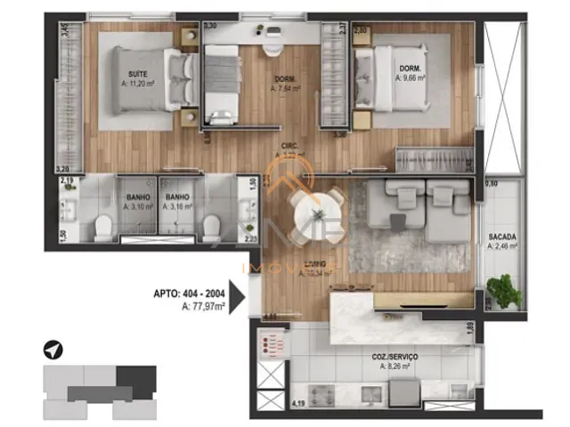 Apartamento com 119m² 3 quartos e 2 banheiros, à venda, no bairro São Gonçalo em Pelotas