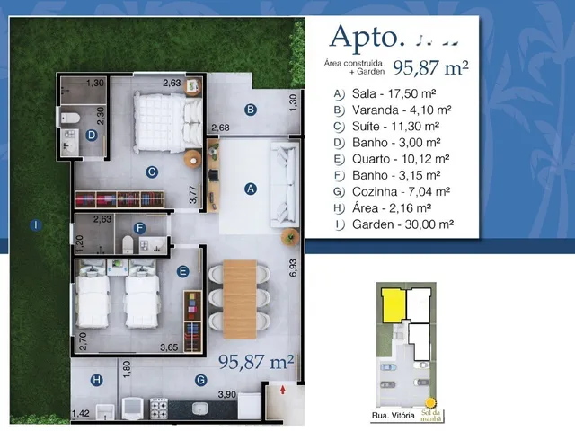 Apartamento com 96m² 2 quartos e 2 banheiros, à venda, no bairro Palmeiras em Cabo Frio