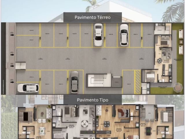 Apartamento com 55m² 2 quartos e 1 banheiro, à venda, no bairro Ponta de Campina em Cabedelo