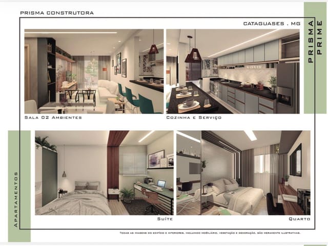 Apartamento 3 quartos e 1 banheiro, à venda, no bairro Colinas em Cataguases