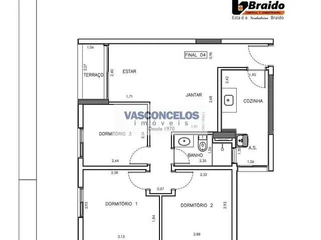 Apartamento com 63m² 3 quartos e 1 banheiro, à venda, no bairro Jardim Vale do Sol em São José Dos Campos