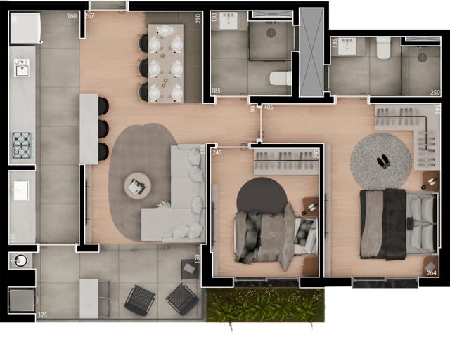 Apartamento com 65m² 2 quartos e 2 banheiros, à venda, no bairro Boa Vista em Curitiba