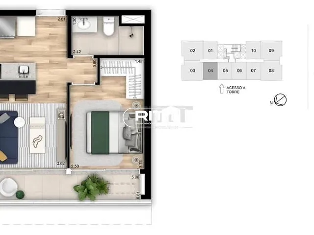 Apartamento com 36m² 1 quarto e 1 banheiro, à venda, no bairro Vila Itapura em Campinas