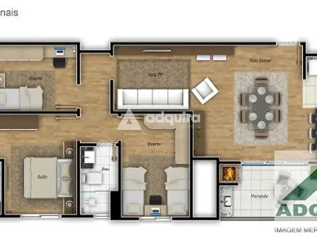 Apartamento 3 quartos e 2 banheiros, à venda, no bairro Centro em Ponta Grossa
