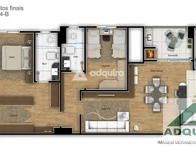 Apartamento 3 quartos e 2 banheiros, à venda, no bairro Centro em Ponta Grossa