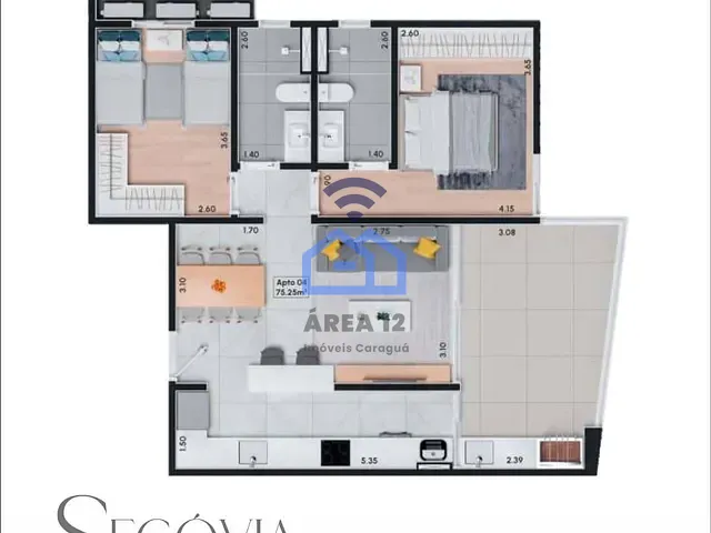 Apartamento 2 quartos e 2 banheiros, à venda, no bairro Indaiá em Caraguatatuba