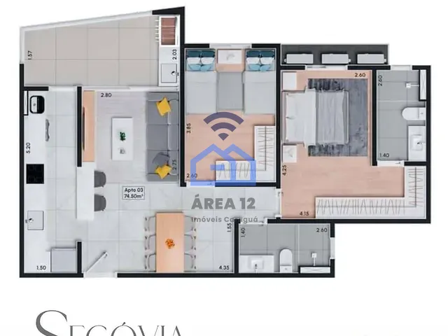 Apartamento 2 quartos e 2 banheiros, à venda, no bairro Indaiá em Caraguatatuba