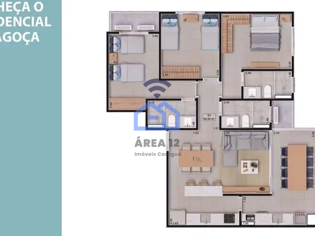 Apartamento 4 quartos e 3 banheiros, à venda, no bairro Sumaré em Caraguatatuba