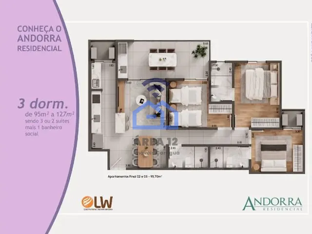 Apartamento 3 quartos e 2 banheiros, à venda, no bairro Indaiá em Caraguatatuba
