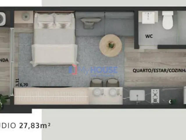 Studio com 28m² 1 quarto e 1 banheiro, à venda, no bairro São Francisco em Ilhéus