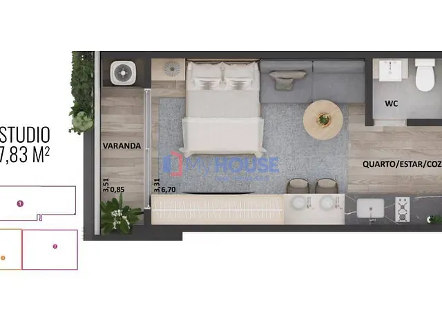 Studio com 28m² 1 quarto e 1 banheiro, à venda, no bairro São Francisco em Ilhéus