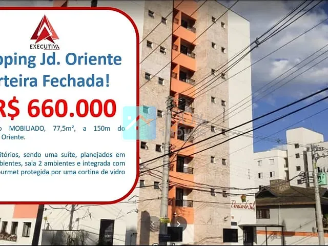 Apartamento com 77m² 3 quartos e 2 banheiros, à venda, no bairro Jardim Oriente em São José dos Campos