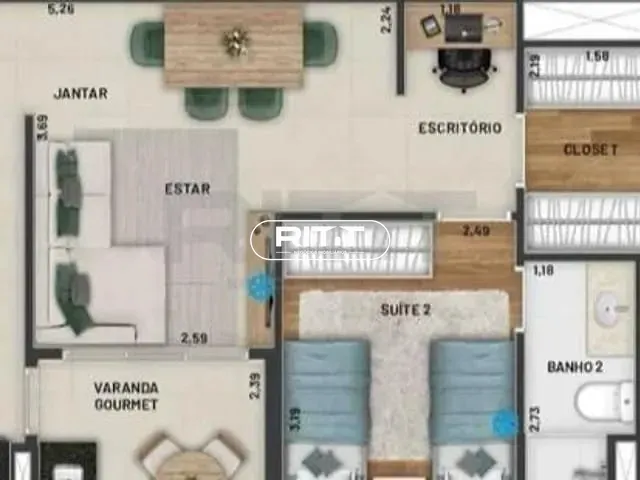 Apartamento com 81m² 2 quartos e 3 banheiros, à venda, no bairro Chácara da Barra em Campinas