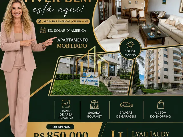 Apartamento com 172m² 3 quartos e 2 banheiros, à venda, no bairro Jardim das Américas em Cuiabá